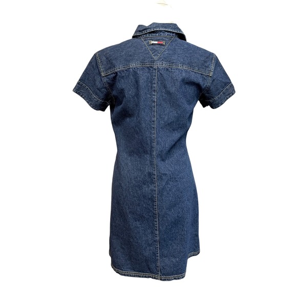 Vtg 90s Tommy Jeans Denim Mini Shirt Dress Womens L Western Rodeo Cowgirl Prep - Picture 3 of 16